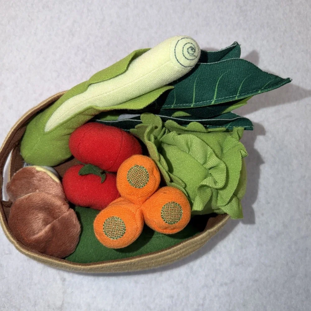 CHILDRENS SOFT PLAY VEGETABLES IN A BASKET TOYS IKEA CARROTS TOMATOES MUSHROOM +